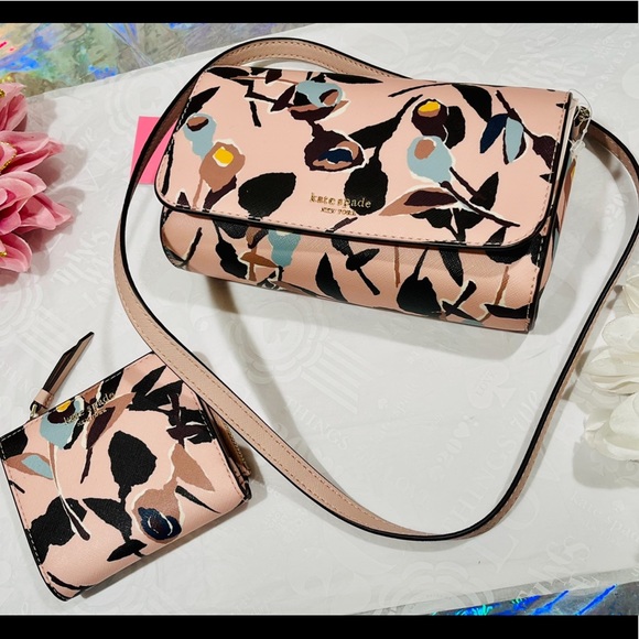 kate spade ♠️ cameron paper rose 🌹 bag & wallet - Picture 9 of 16